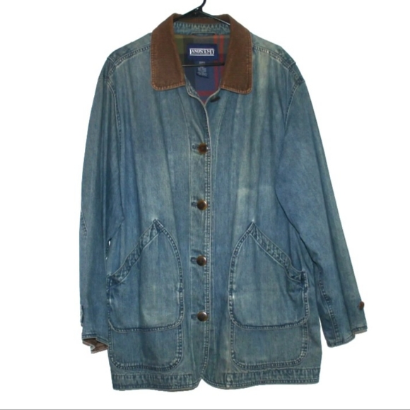 Lands' End Jackets & Coats 9s Lands End Vintage Plaid Lined Denim